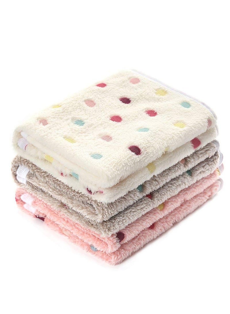 3 Blankets Super Soft and Fluffy Quality Wool Pet Blanket Facecloth Blanket for Dogs Puppies Cats Sleeping Blanket (3 Colors, 76x52cm) - Image 1