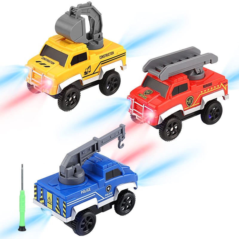 Save Unicorn Tracks Cars Replacement only Toy Cars for Magic Tracks Glow in The Dark Racing Car Track Accessories with 5 Flashing LED Lights Compatible with Most Car Tracks for Kids Boys and Girls3pack - Image 3