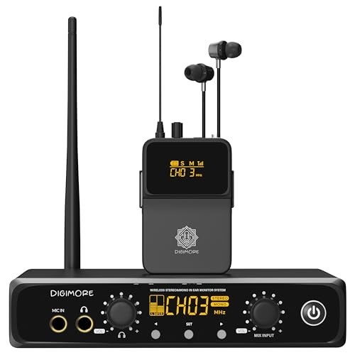 DIGIMORE Wireless in-Ear Monitor System with Earphones | 328 Ft Range | Rack Mount | Professional Stereo Sound Transmitter | for Studio, Guitar, Band Rehearsal, Live Performance (D-800 Pro) - Image 1