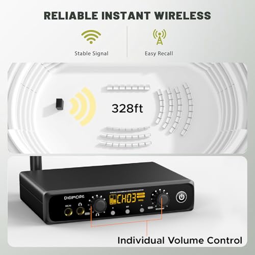 DIGIMORE Wireless in-Ear Monitor System with Earphones | 328 Ft Range | Rack Mount | Professional Stereo Sound Transmitter | for Studio, Guitar, Band Rehearsal, Live Performance (D-800 Pro) - Image 4