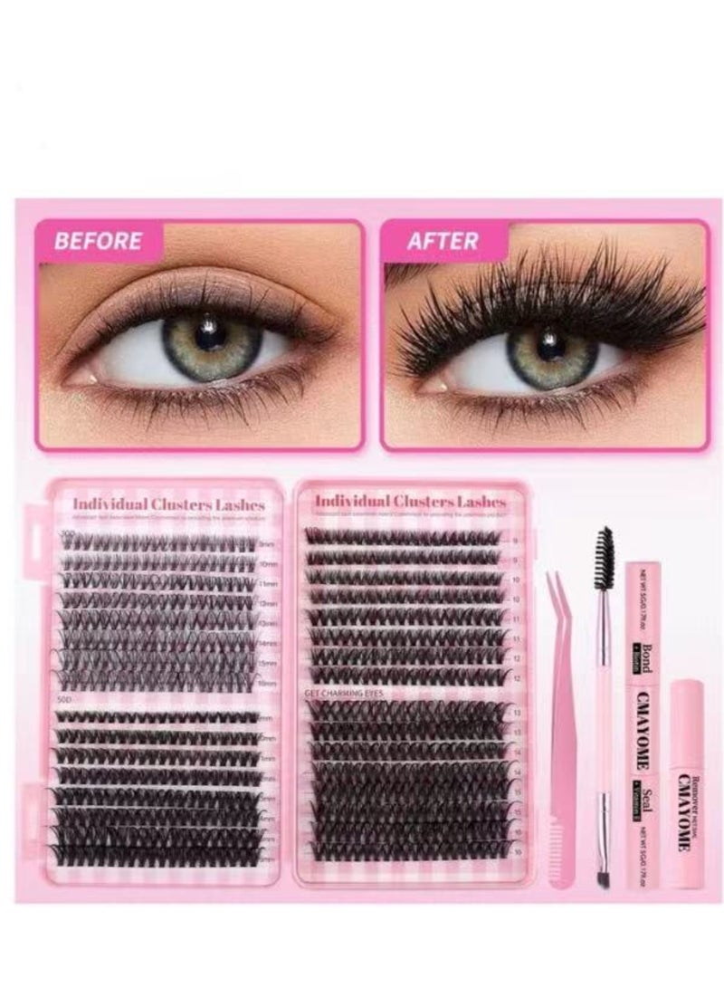 بوسارت مجموعة تمديد الرموش بنفسك 4 أنماط، 640 مجموعة، رموش فردية مختلطة 9-16 مم، مجموعة رموش شخصية بتجعيد طبيعي، رموش اصطناعية مقسمة، رموش كثيفة - Image 2