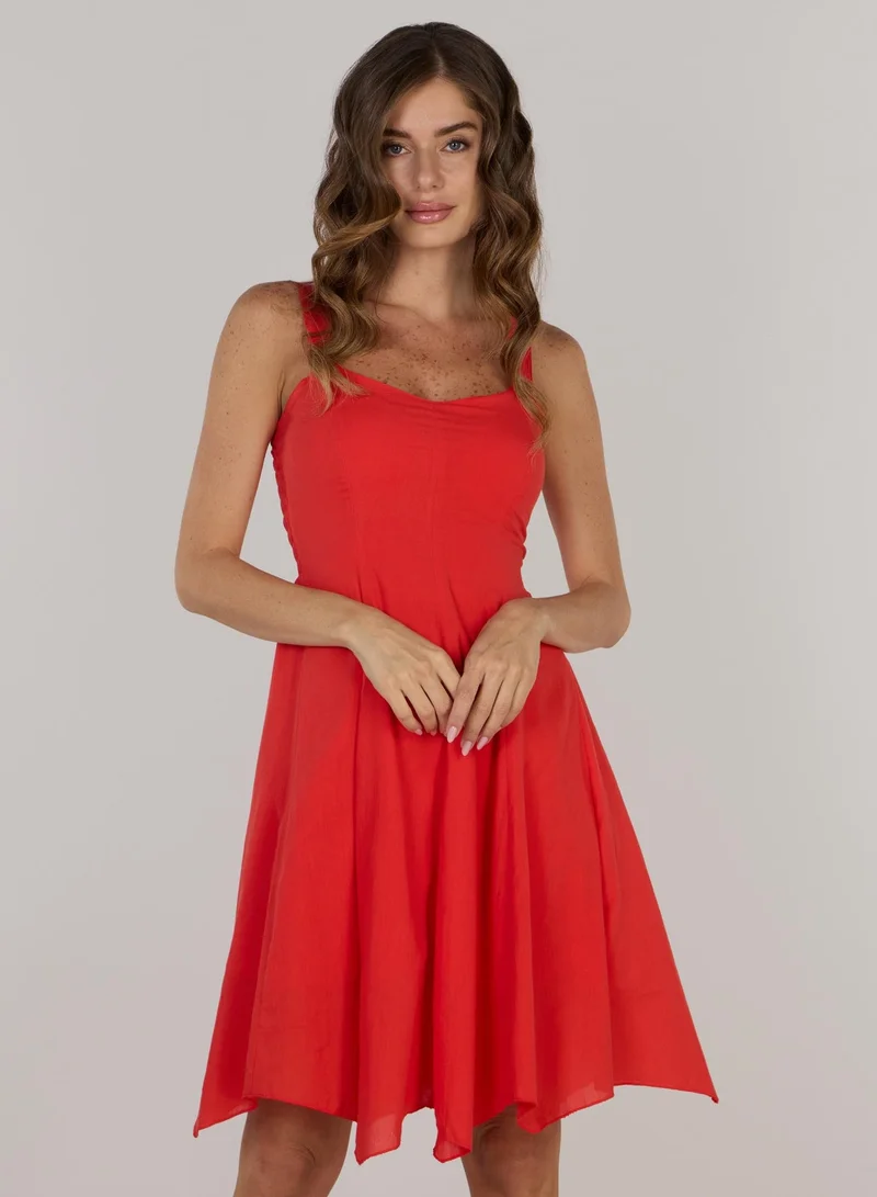 Just Nature bright red Eva fit & flare short dress for Women | Best Price UAE