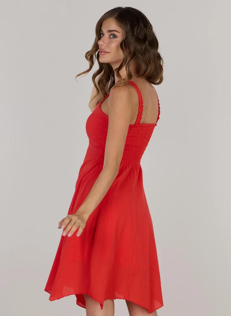 Just Nature bright red Eva fit & flare short dress for Women | Best Price UAE