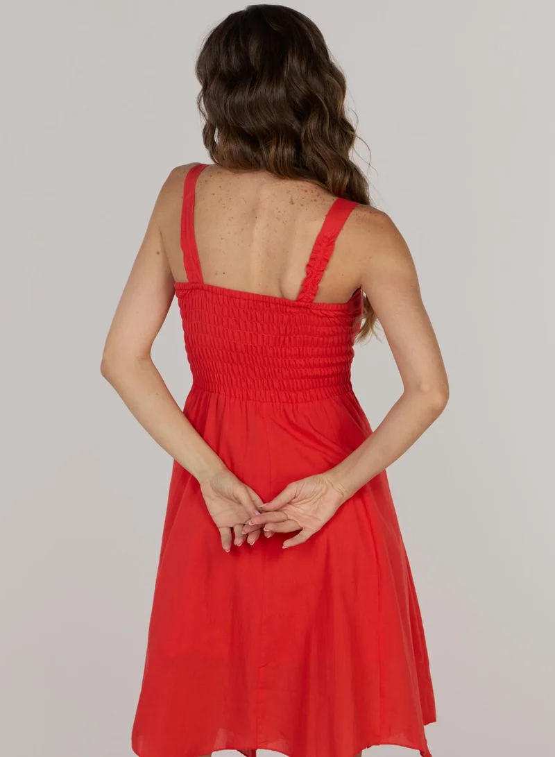Just Nature bright red Eva fit & flare short dress for Women | Best Price UAE