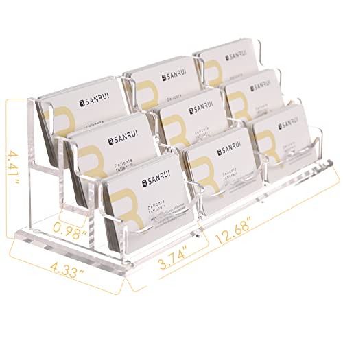 SANRUI Clear Horizontal Business Card Holder Stand for Desk, Acrylic Desktop Display Name Cards Holders Organizer Storage Rack,for Exhibition, Home , Office ,3 Tier 9 Pocket , 540 Card Capacity - Image 2