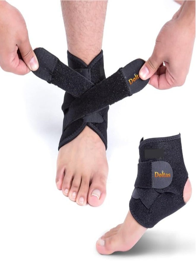 DOLTAS Premium Ankle Compression Brace, Adjustable Support Brace for Foot Care, Sprain, Injury, Ankle Protection Guard Helpful In Pain Relief And Recovery | For Men & Women (Black) (Pack of 1) - Image 1