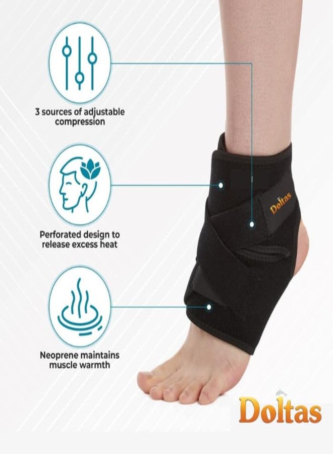 DOLTAS Premium Ankle Compression Brace, Adjustable Support Brace for Foot Care, Sprain, Injury, Ankle Protection Guard Helpful In Pain Relief And Recovery | For Men & Women (Black) (Pack of 1) - Image 3