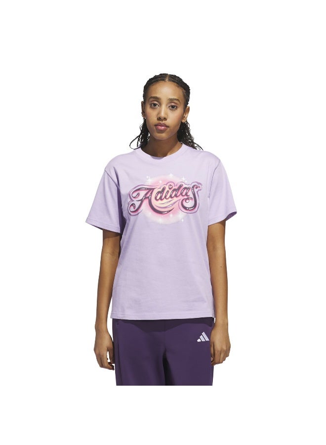 Adidas W Airbrush T Purple Training T-Shirts For Women XS  - Image 2
