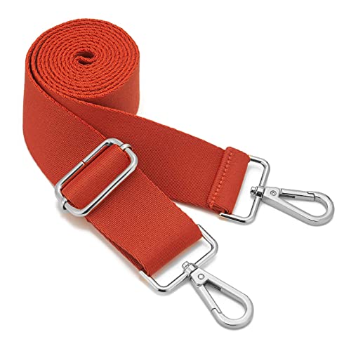 ZOOEASS Silvery Buckles Wide Shoulder Strap (Solid),Adjustable Replacement Belt Crossbody Canvas Bag Handbag (Burnt Sienna) - Image 1