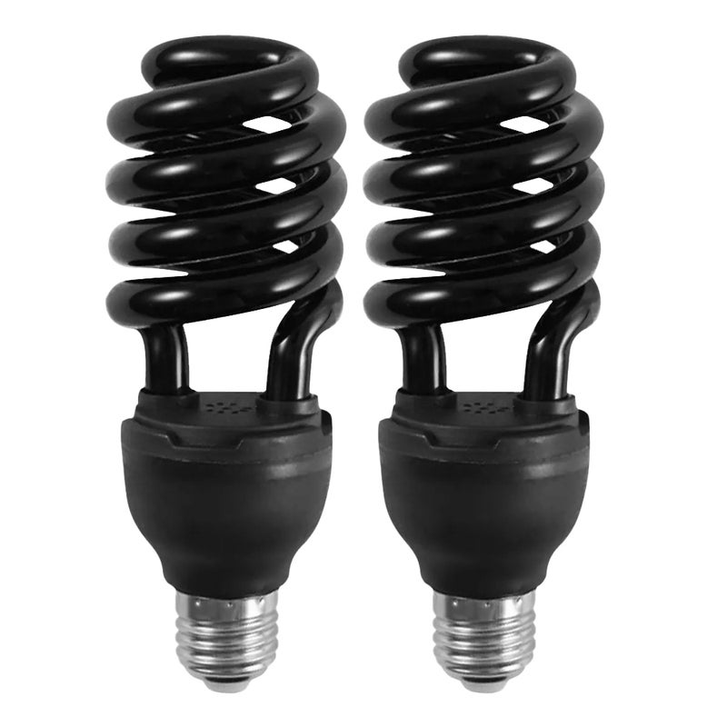 CFL Black Light Bulb(BLB)/Spiral Blacklight/ Perfect for Halloween/ Trapping/20 Watts/110 Volts/365nm/E27/1 Count(Pack of 2) - Image 1