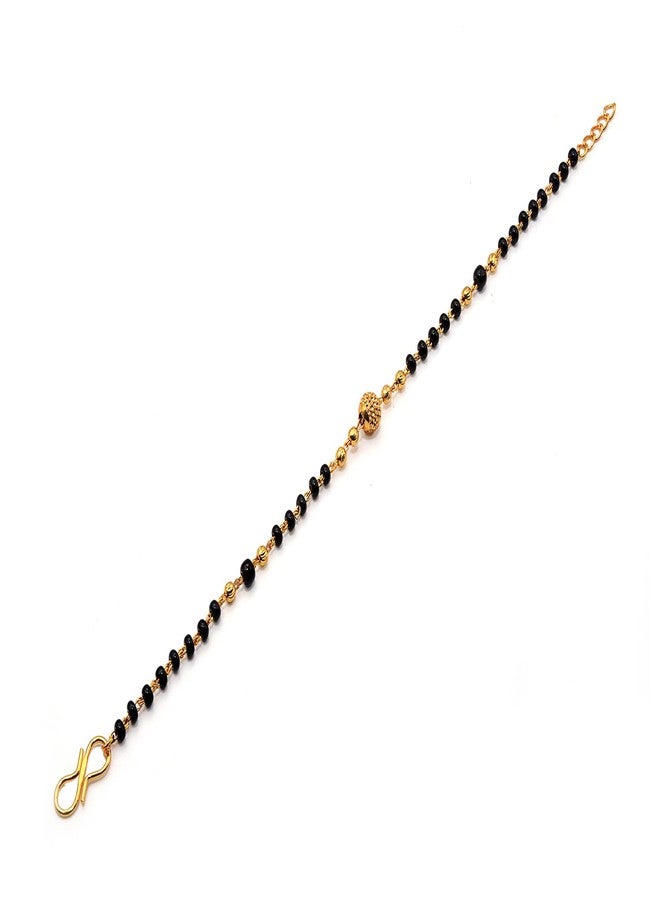 JHB Bangle Style Beautiful Latest Trend Metal & Brass Artificial Hand Mangalsutra Bracelet for Women (Yellow) - Image 4