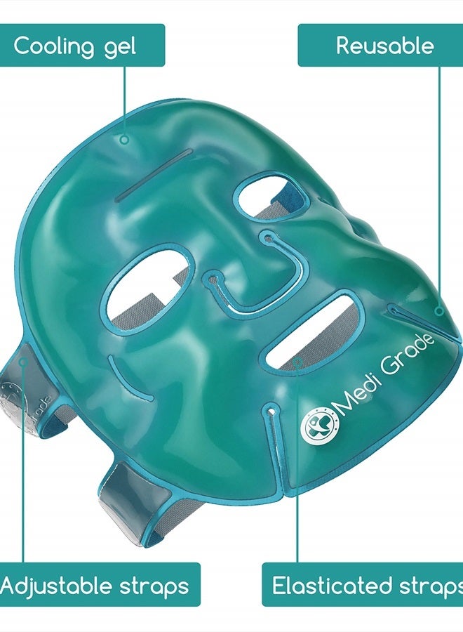 Medi Grade Cooling Face Mask and Cold Eye Mask - Safe Gel Technology Complete Eye, Under Eye and Face Ice Pack Set - Soothing for Dark Circles and Puffiness - Cool Bag Incl. - Image 2