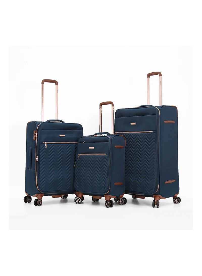 AMERICAN FLYER Softside Luggage Trolley Bag 3 Pieces Set,Navy (S-20",M-24",L-28")
