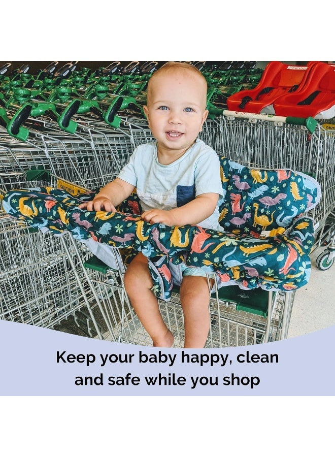 suessie Suessie Shopping Cart Cover for Baby or Toddler | 2-in-1 High Chair Cover | Universal Fit for Boy or Girl | Includes Carry Bag | Machine Washable | Fits Restaurant Highchair (Dinosaurs) - Image 2
