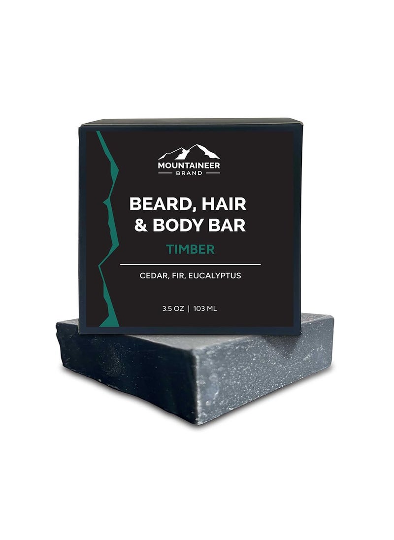 mountaineer brand Mountaineer Brand Beard Hair and Body Bar  Mens Bar Soap for Women too  All Natural Beard Shampoo  Conditioner  Face Wash  Body Scrub  For Sensitive Skin  Handcrafted Timber Scent 4oz 