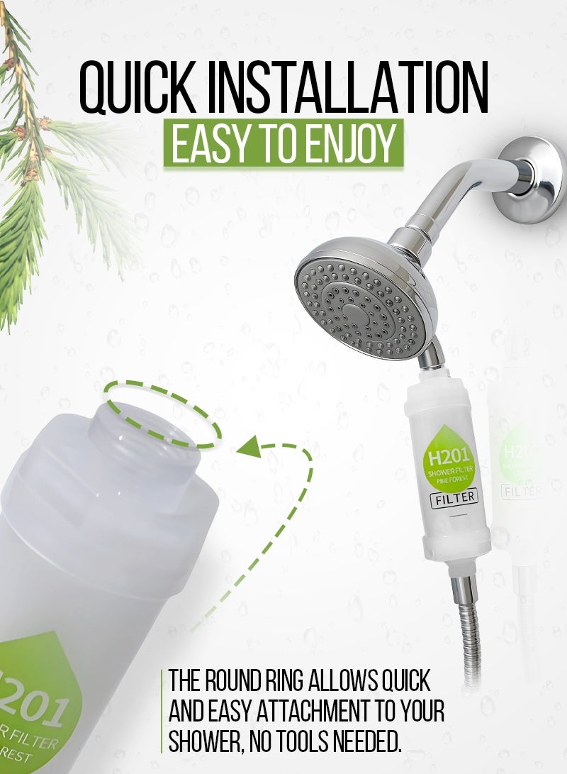 ABJ 2-Pack Vitamin C Shower Filter / Shower Head Filter – Water Purifier with Aromatherapy, Removes Chlorine & Fluoride, Improves Skin Hydration & Hair Health (Lavender + Pine Forest) - Image 5