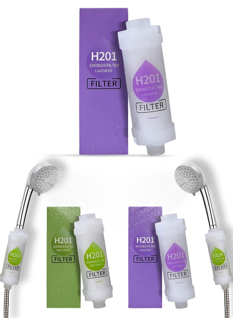 ABJ 2-Pack Vitamin C Shower Filter / Shower Head Filter – Water Purifier with Aromatherapy, Removes Chlorine & Fluoride, Improves Skin Hydration & Hair Health (Lavender + Pine Forest) - Image 1