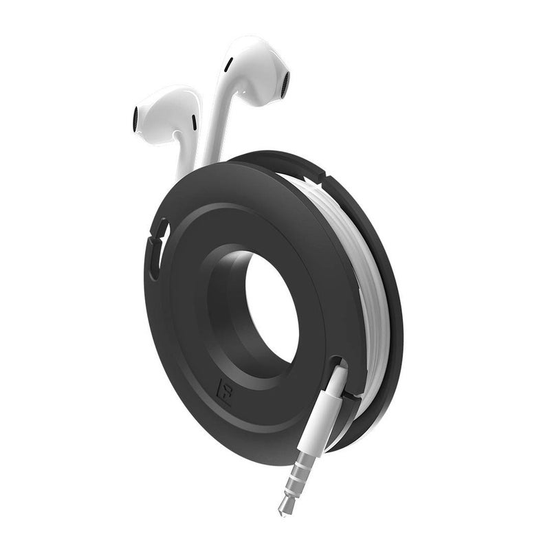 Fuse Side Winder Mini and Max Headphone, Earbud and Charging Cable Winder and Organizer Perfect for Wrapping Earbuds and Cords for Travel and Organization (Black, Mini) - Image 1