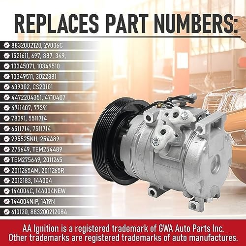 AA Ignition Replacement AC Compressor and Clutch Kit - Compatible with Toyota Vehicles - 2003, 2004, 2005, 2006, 2007, 2008 Corolla, Matrix 1.8L - Replaces 8832002120, CO 27000C, CS20101, 295525NH, 144004C, 1419N - Image 3