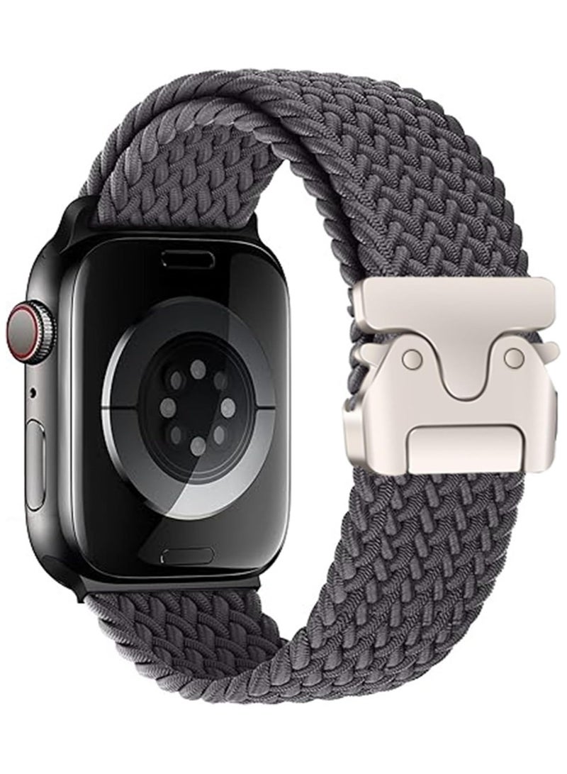 Braided Band Compatible with Apple Watch Ultra 1/2 49mm 46mm 45mm 44mm 42mm for Women Men Made of Breathable Polyester,Parachute Style Buckle Straps for iWatch SE Series 10 9 8 7 6 5 4 3 2 1 SE - Image 1