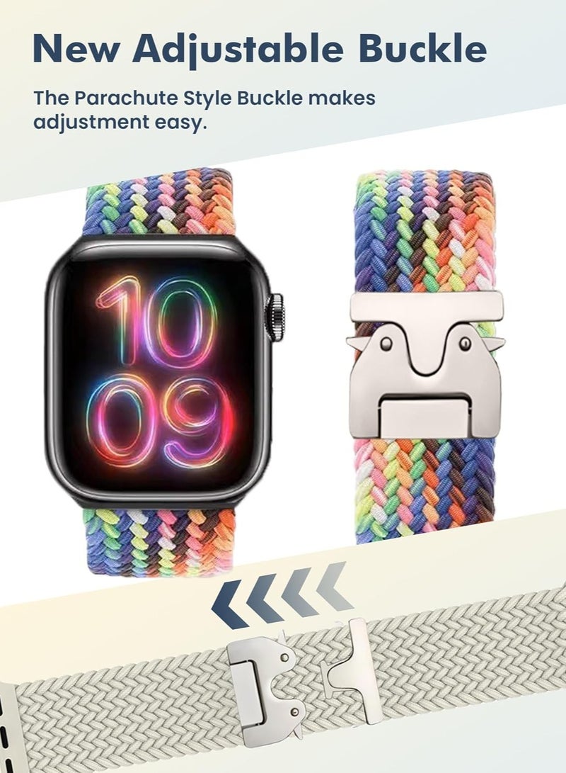 Braided Band Compatible with Apple Watch Ultra 1/2 49mm 46mm 45mm 44mm 42mm for Women Men Made of Breathable Polyester,Parachute Style Buckle Straps for iWatch SE Series 10 9 8 7 6 5 4 3 2 1 SE - Image 3