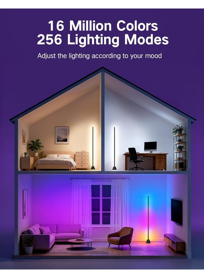 OUTON LED Floor Lamp Pro, 24W RGBCW Corner Lamp with Luminous Base, 256 Scenes & 16 Million Colours, APP & Remote Control, Music Sync, Dimmable Standing Lamp for Living Room Bedroom Gaming Room - Image 3