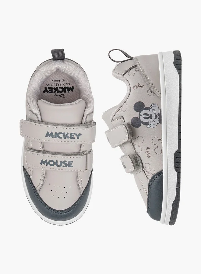Disney Boys Mickey Mouse Print Sneakers with Hook and Loop Closure