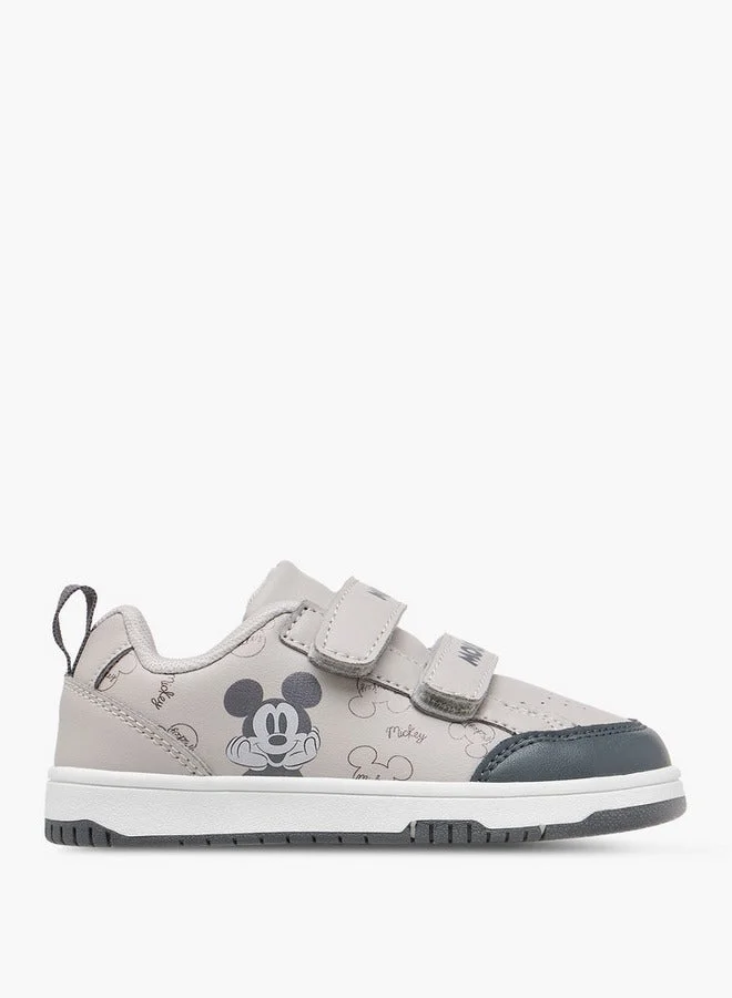 Disney Boys Mickey Mouse Print Sneakers with Hook and Loop Closure