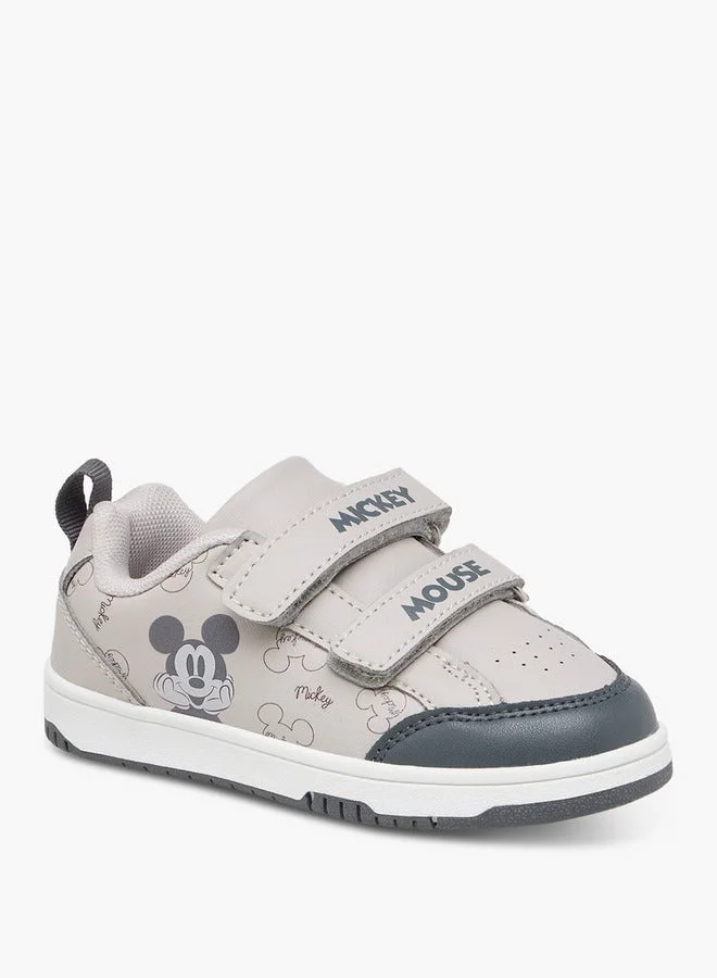 Disney Boys Mickey Mouse Print Sneakers with Hook and Loop Closure