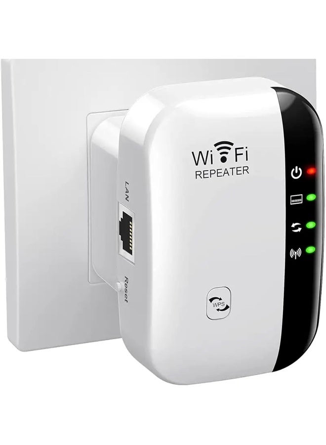 300Mbps WiFi Extender Signal Booster, Wireless Network Repeater Covering Over 5,000 Square Feet, Long Range Amplifier with Ethernet Port, Access Point - White - Image 1