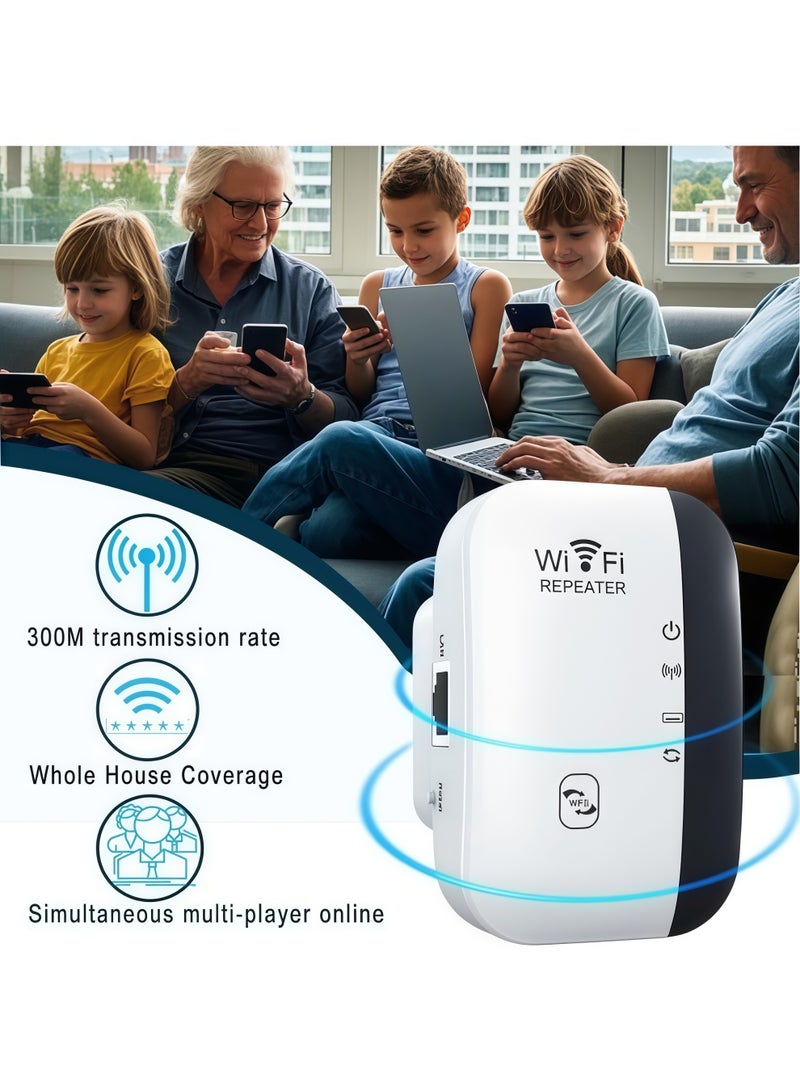 موسع نطاق واي فاي أحادي النطاق بسرعة 300 ميجابت في الثانية بتردد 2.4 جيجاهرتز، مقوي إشارة الشبكة اللاسلكية، مضخم إشارة بعيد المدى مع منفذ إيثرنت، نقطة وصول، تغطية كاملة بزاوية 360 درجة - أبيض - Image 3