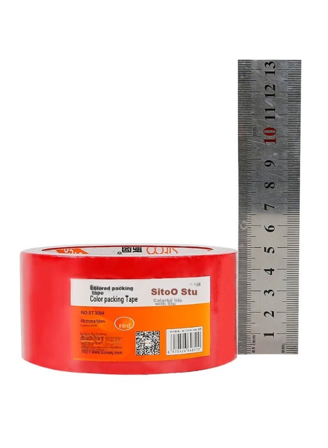 SITOO Colored Tape, Labeling Classification Tape, Packaging Tape, Express Delivery Tape, Red, 48mm*100m, 3 Rolls - Image 5