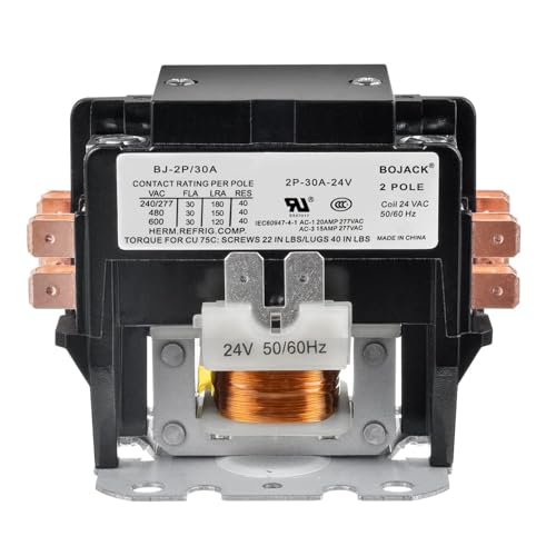 BOJACK 2 Poles FLA 30 Amp Coil 24 VAC Air Conditioner Condenser Compressor Contactor Motor Definite Purpose AC Contactor - Image 2