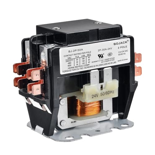 BOJACK 2 Poles FLA 30 Amp Coil 24 VAC Air Conditioner Condenser Compressor Contactor Motor Definite Purpose AC Contactor - Image 1