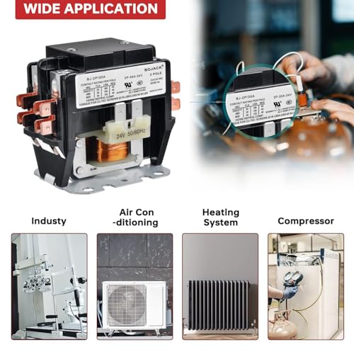 BOJACK 2 Poles FLA 30 Amp Coil 24 VAC Air Conditioner Condenser Compressor Contactor Motor Definite Purpose AC Contactor - Image 5