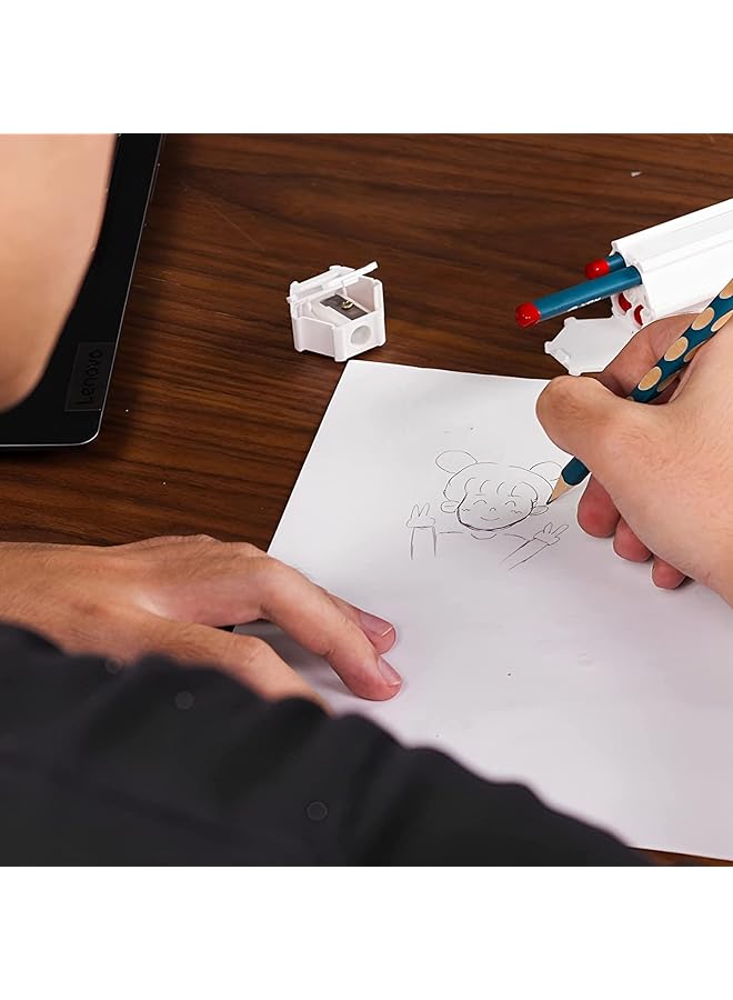 مومو بير حافظة أقلام محمولة متعددة الوظائف مع 6 مسطرة أقلام وممحاة ومبراة، مجموعة من 9 قطع باللون الأزرق - Image 4