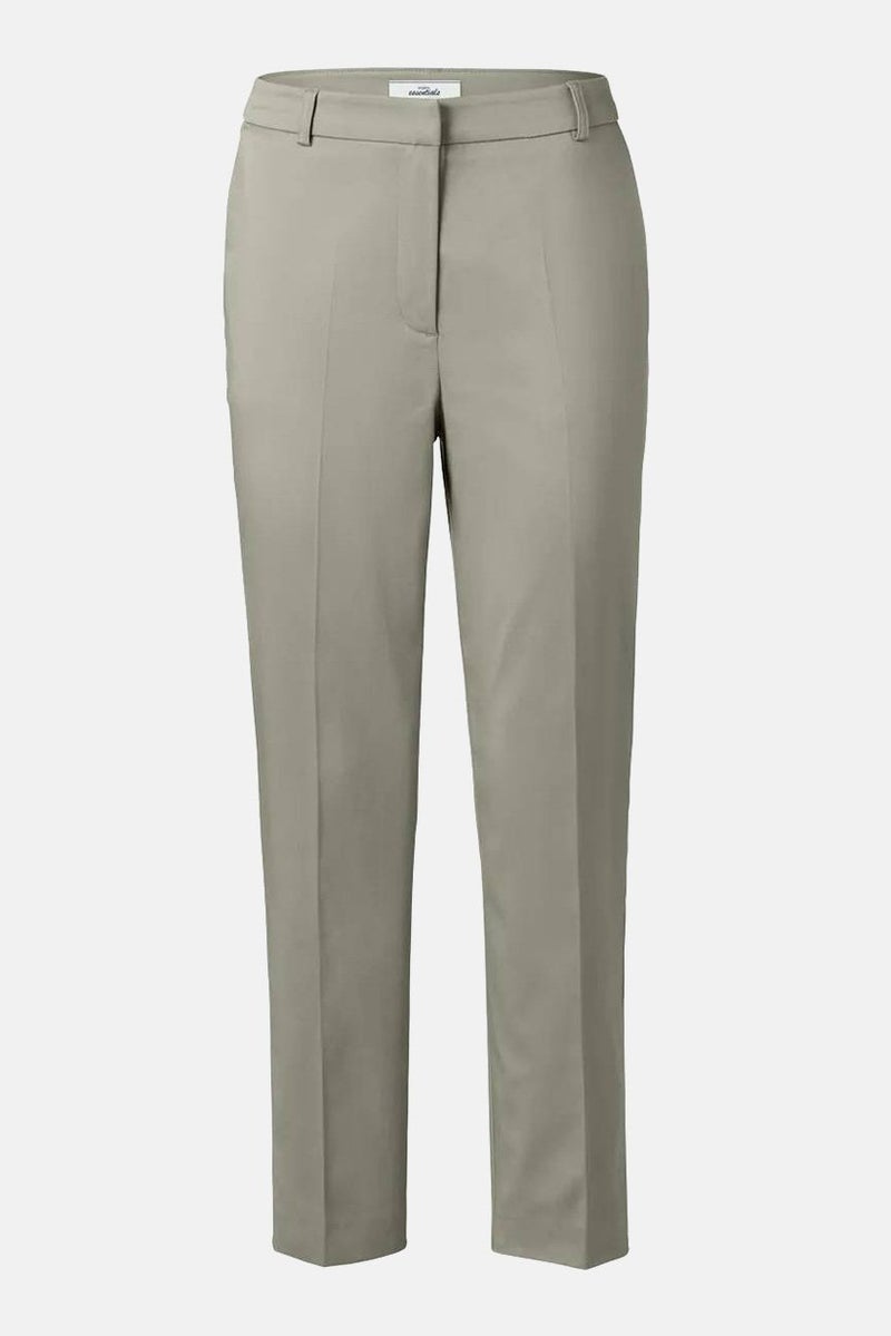 Tchibo Women Straight Plain Trousers, Olive  - Image 2