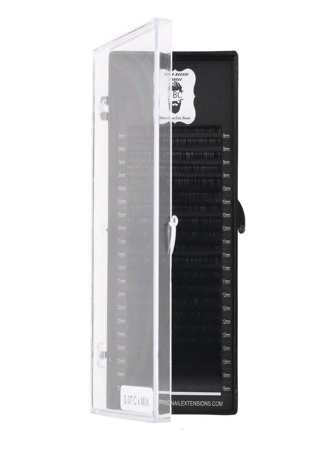 بي بي اس علبة وصلات رموش BBC Volume C-Curl Easy Fan - سمك 0.07 مم، أطوال متنوعة من 8 إلى 14 مم | علبة من 20 صفًا، رموش سوداء شبه دائمة لتركيب رموش كثيفة احترافية - Image 2
