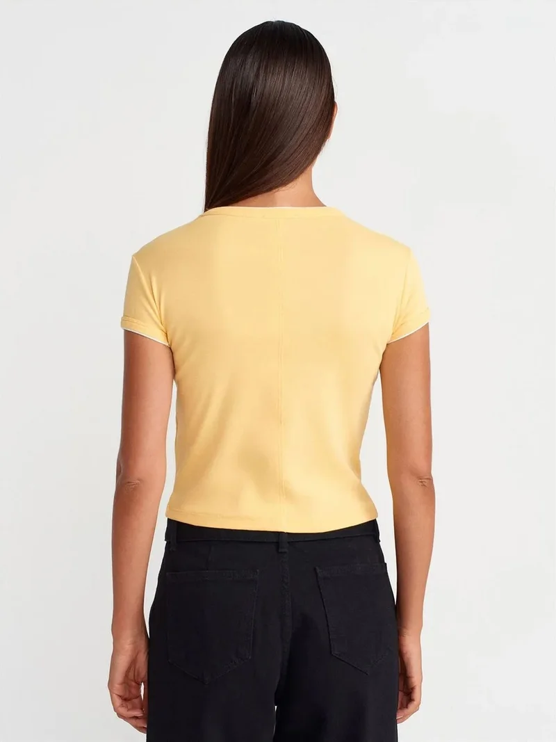 ديلفين Dilvin Women's Slim Fit Cotton Crop T-Shirt