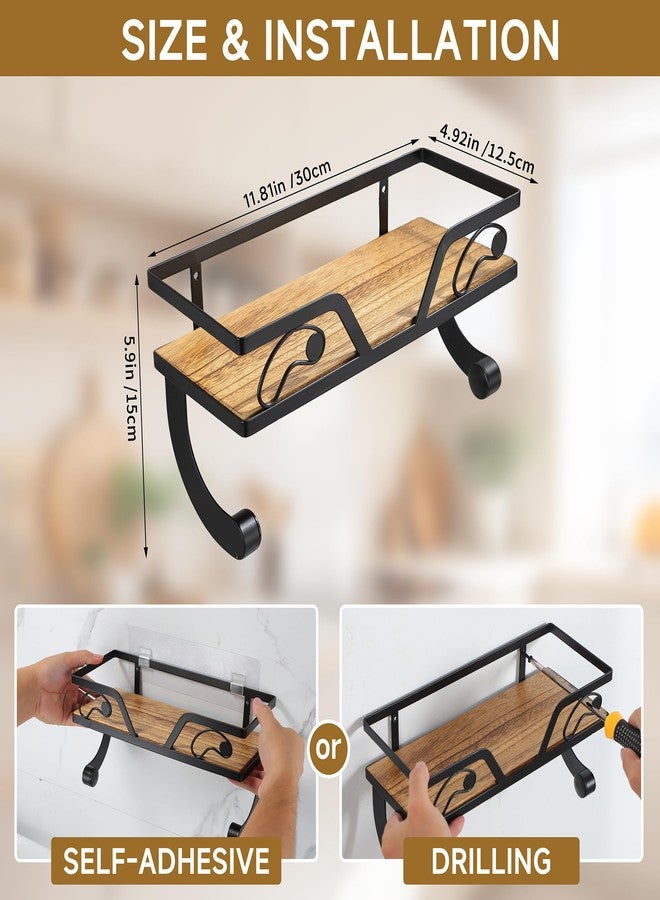 AIDILI Farmhouse Paper Towel Holder with Emj Funny Memes Kitchen Organizer Shelf, Rustic Brown Wall Mount/Adhesive Hand Towel Roll Shelf & Spice Rack for Kitchen, RV, Apartment - Image 5