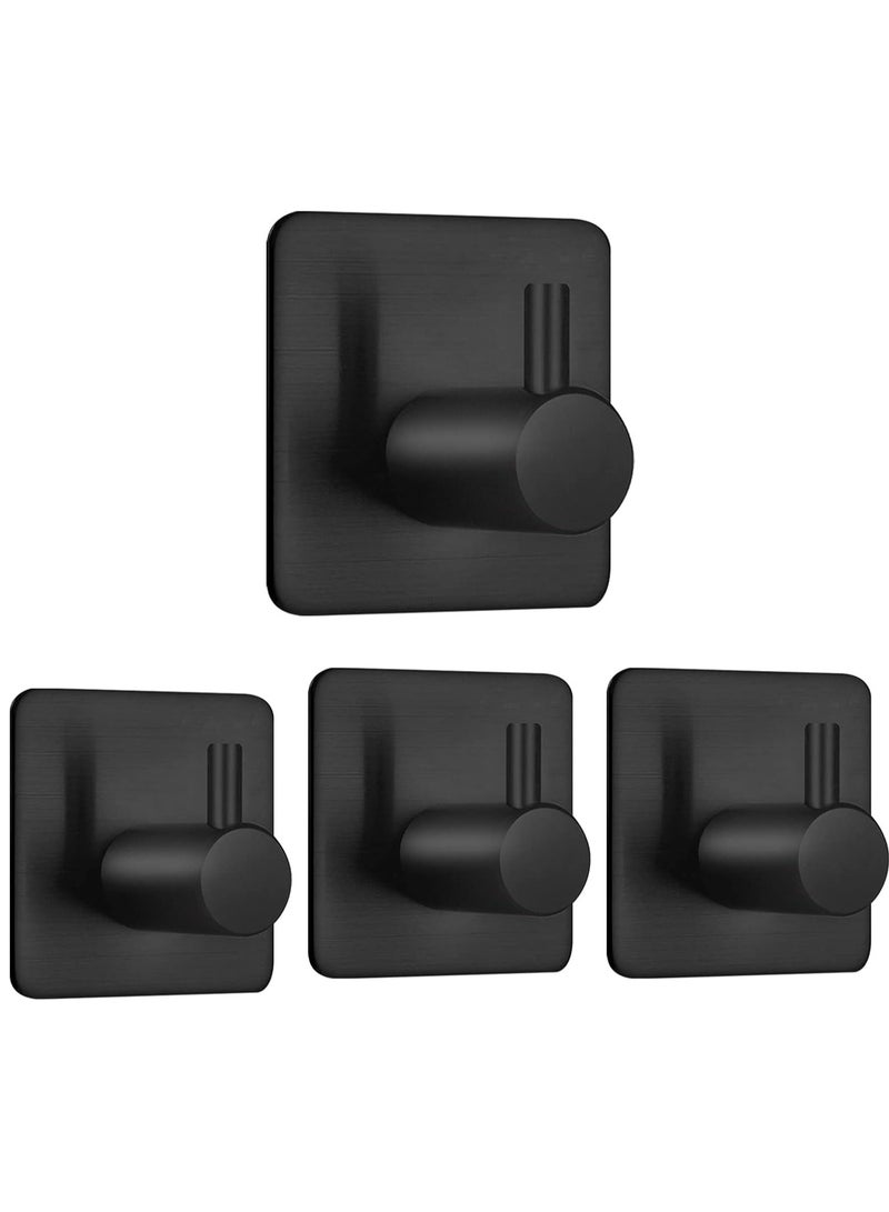 4-Piece Stainless Steel Coat And Robe Hook Black 4.5x4.5x2.6cm  - Image 1