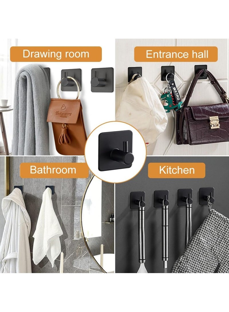 4-Piece Stainless Steel Coat And Robe Hook Black 4.5x4.5x2.6cm  - Image 3