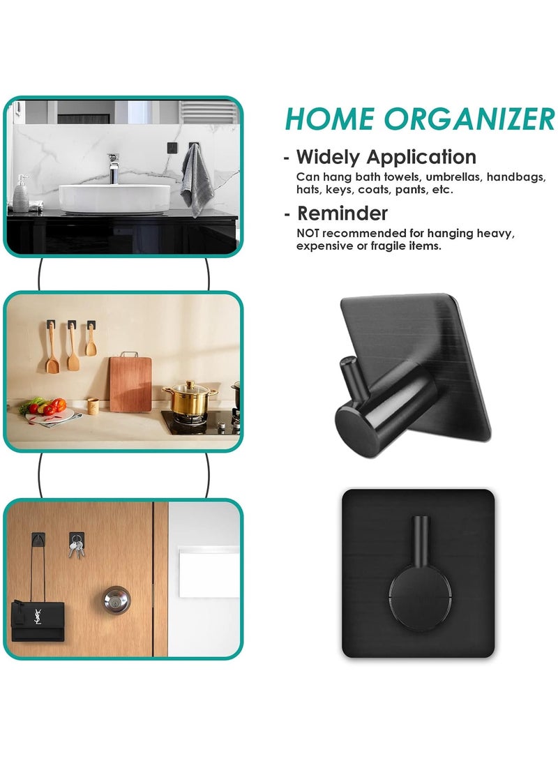 4-Piece Stainless Steel Coat And Robe Hook Black 4.5x4.5x2.6cm  - Image 4