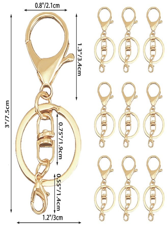 SCORYULE 30Sets Gold Lobster Claw Clasps Keychains, Hook with Flat Split Keychain Ring for DIY, Craft, Jewelry Making - Image 2
