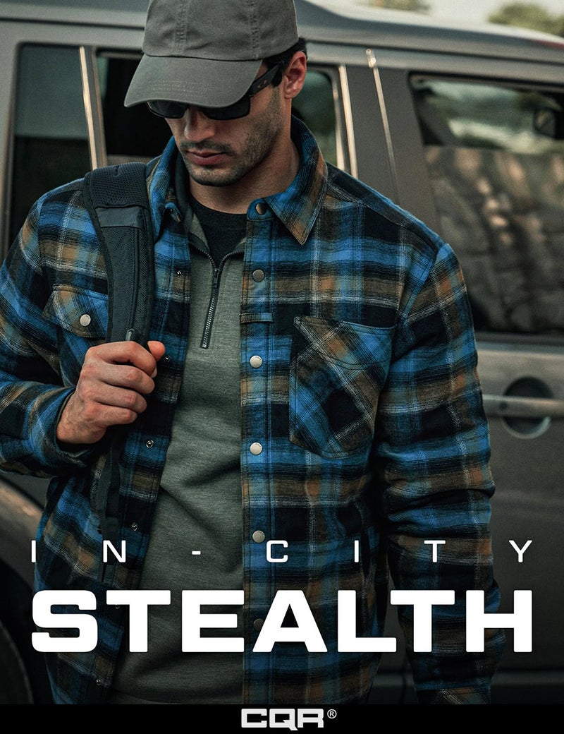 CQR Men's Flannel Shirt Jacket Long Sleeve, Winter Warm Outdoor Casual Plaid Jacket Coat with Pockets, Sherpa Stealth Forest Oasis, Large - Image 4