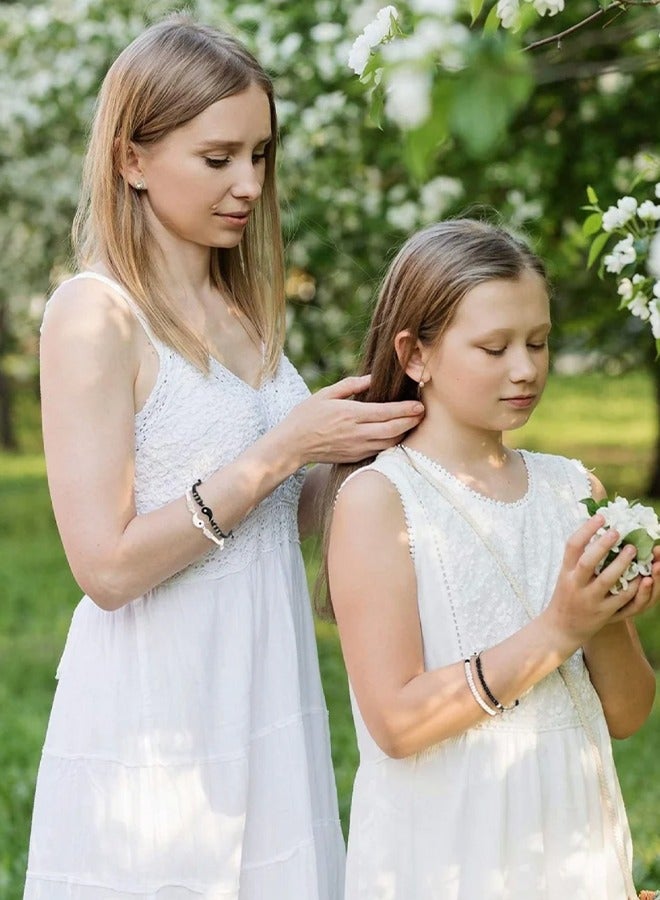 6 Pieces Matching Yin Yang Friend Couple Bracelets with Necklace Set, Adjustable Waterproof Handmade Cord Relationship Bracelets for Friendship Boyfriend Girlfriend - Image 3