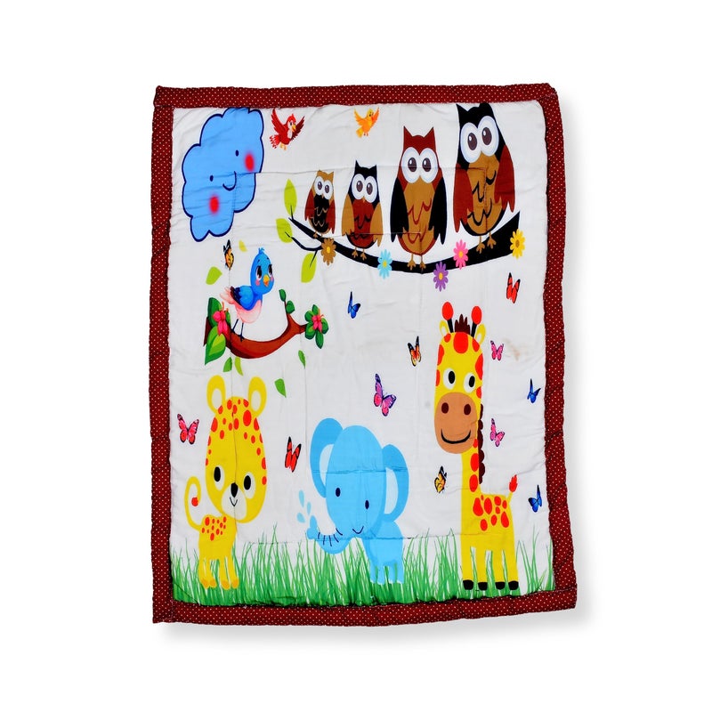 SmallBerry™ Combo Newborn Baby Pom Pom Cotton Baby Bed | Godari | Cradle Bed | Crib Sheet | Changing Mat Baby Godadi | Godari | Bedding Set | Mattress_MultiAnimal - Image 1