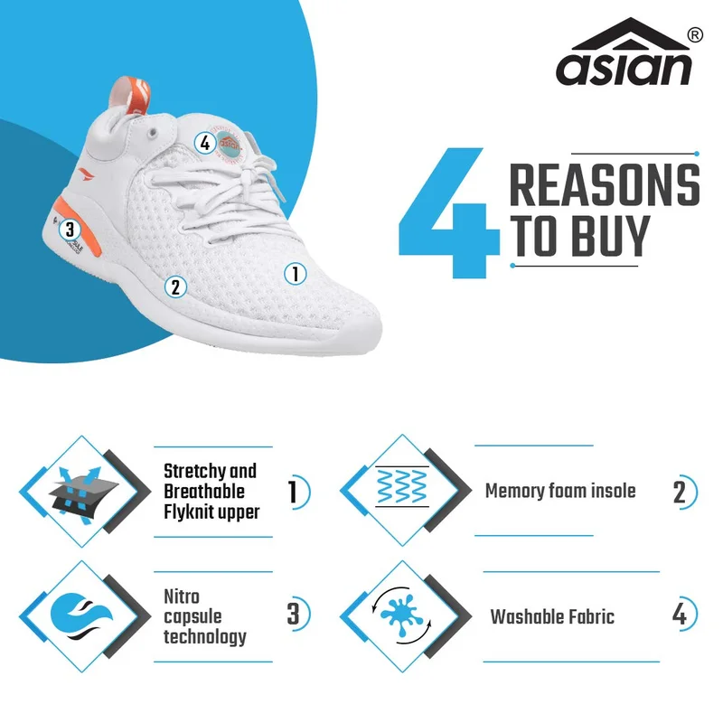 Asian White Running Shoes for Men and Boys