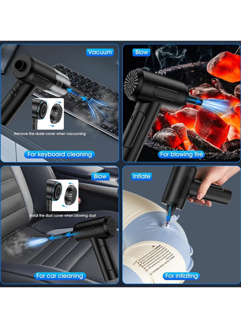 3 في 1 منفضة هواء مضغوط محمولة باليد للسيارة/منفاخ هواء ومضخة، 3 سرعات قابلة للتعديل منفضة هواء كهربائية ولوحة مفاتيح مع إضاءة LED لأجهزة الكمبيوتر المكتبية - Image 3