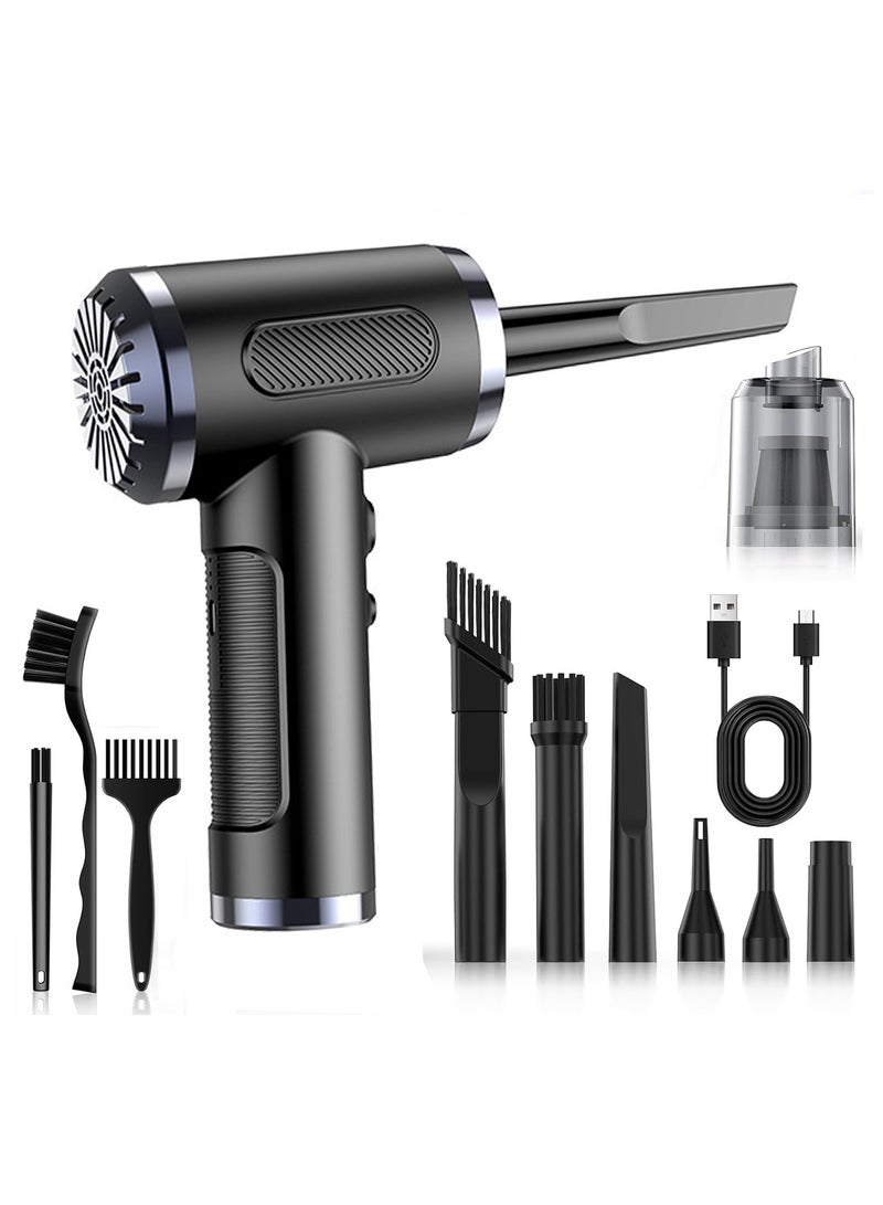 3 في 1 منفضة هواء مضغوط محمولة باليد للسيارة/منفاخ هواء ومضخة، 3 سرعات قابلة للتعديل منفضة هواء كهربائية ولوحة مفاتيح مع إضاءة LED لأجهزة الكمبيوتر المكتبية - Image 1